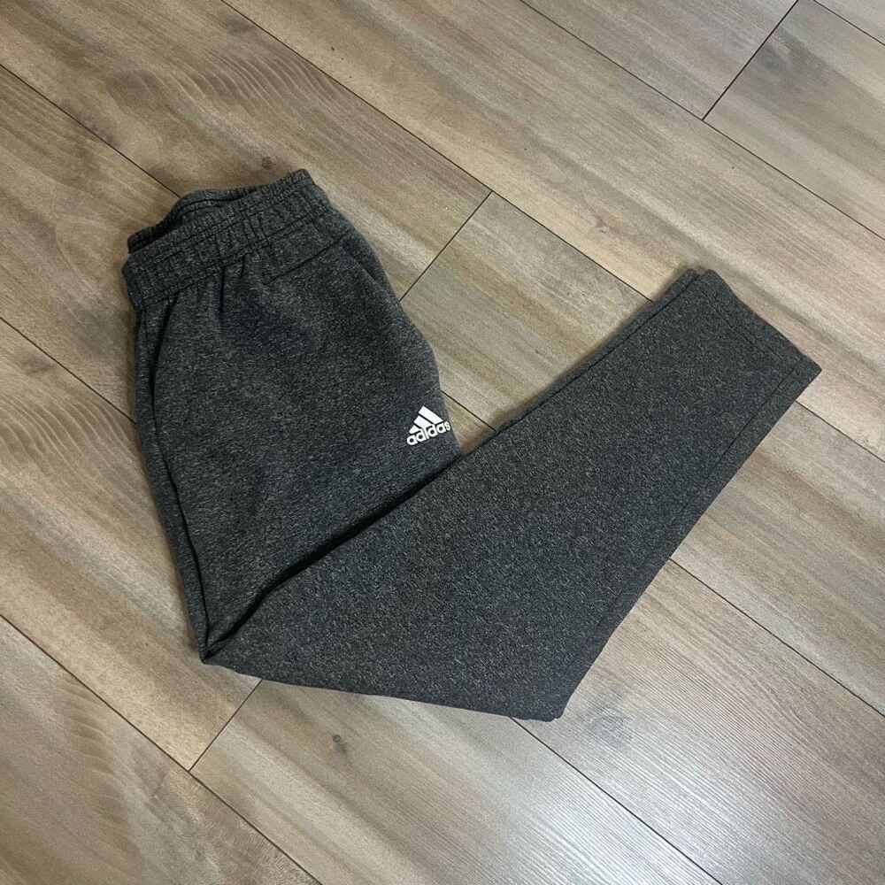 Adidas Mens Gray Heathered Fleece Jogger Sweatpants Size Medium Bin K-30
